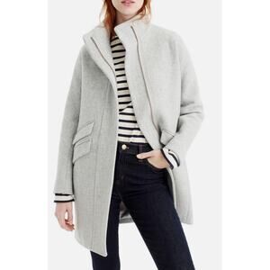 J.Crew Italian Stadium Cloth Coat Gray Nello Gori Wool Zip Funnel Neck 12/14